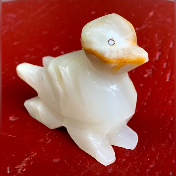 Vintage Hand Carved Artisan Onyx Marble Stone Duck Bird Figurine Statuette - Picture 11 of 16